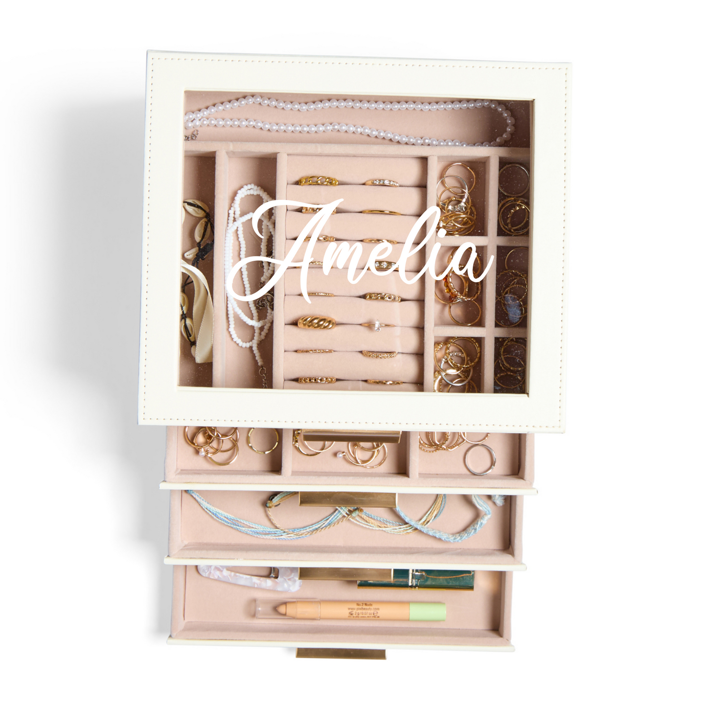 personalized jewelry box with name travel size jewelry organizer case
engraved jewelry box with name on top luxury minimalist design