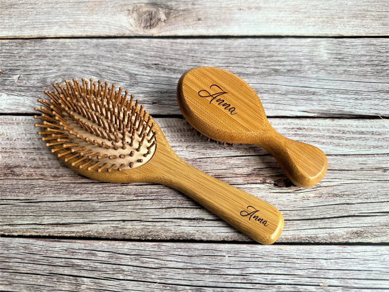 Bamboo Hair Brush Wooden Brush Bamboo and Natural Rubber Zero Waste  Plastic Free Future