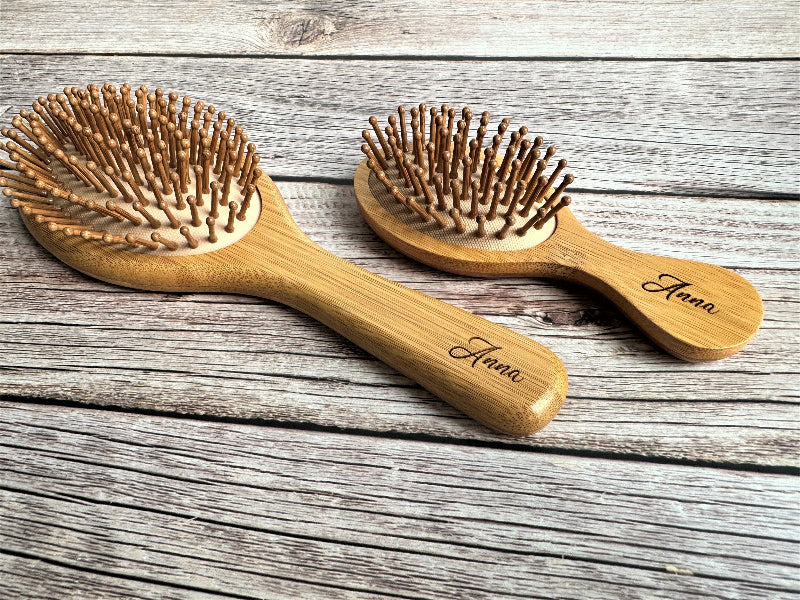 Personalized Bamboo Hairbrush Mother Day Gift Child Custom Baby Girl Gift Hair Brush Wooden Natural Hairbrush Natural Women Brush Set Gift