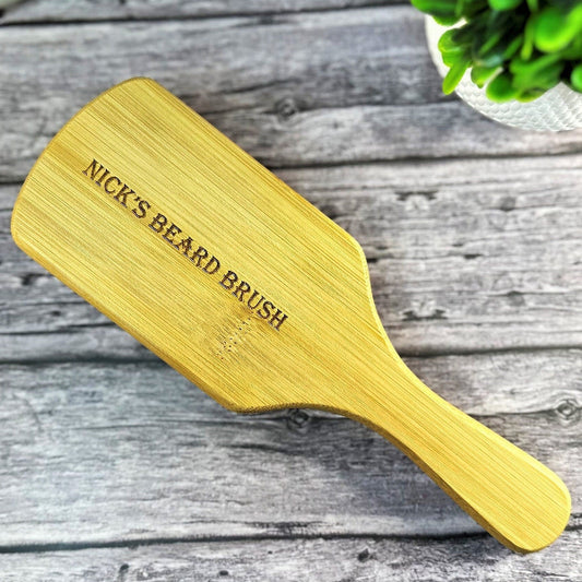 Beard Brush for Men Personalized Bamboo Brush Wooden Hair Brush Husband Gift Father Day Grandpa Gift Groomsmen Gift Dad Natural Men Brush