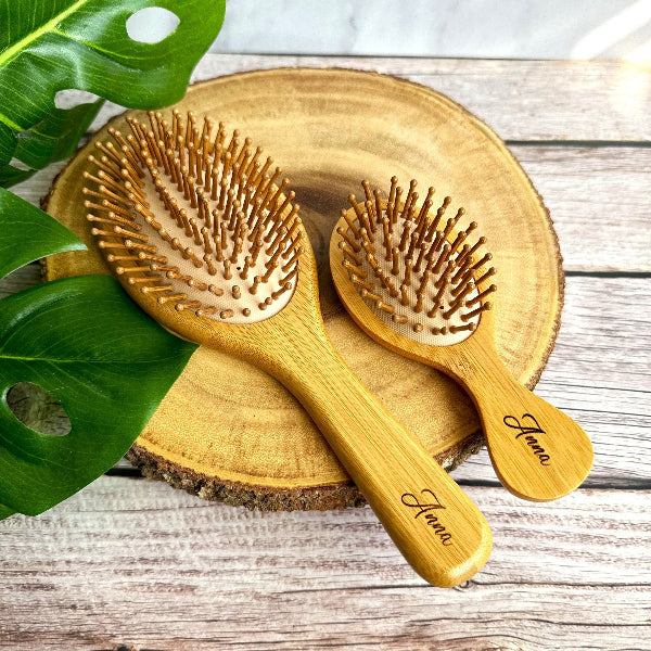 Personalized Bamboo Toddler Hairbrush Set Mother Toddler Hair Brush Birthday Wooden Hair Brush Girl Personalized Kids Mini Hairbrush Child’s