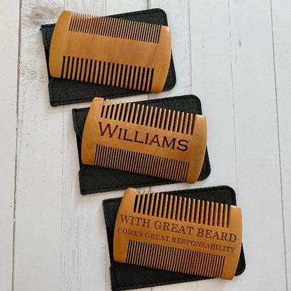 Beard Comb Personalized Valentines Gifts for Him Custom Wood Beard Comb Mens Gift Groomsmen Gift Pocket Beard Comb Birthday Gift for Husband