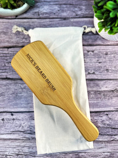 Beard Brush for Men Personalized Bamboo Brush Wooden Hair Brush Husband Gift Father Day Grandpa Gift Groomsmen Gift Dad Natural Men Brush