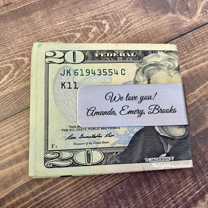 Personalize money clip love message for husband 