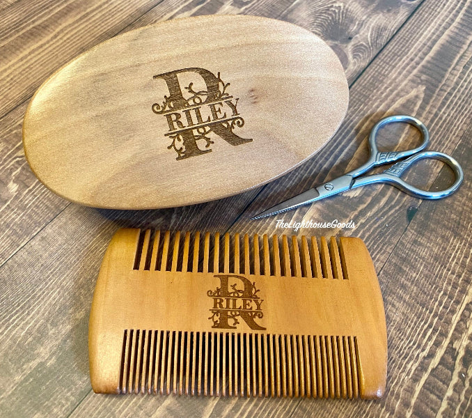 Personalized Wood Beard Comb Wooden Beard Brush Gift for Him Personalized Father Day Gift Barber Beard Kit Custom Boyfriend Valentines Day Gift Husband