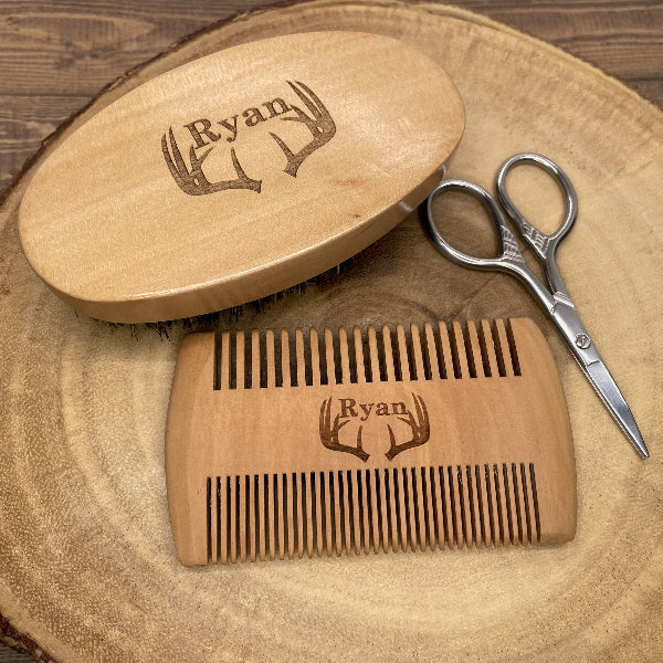 Personalized Wood Beard Comb Wooden Beard Brush Gift for Him Personalized Father Day Gift Barber Beard Kit Custom Boyfriend Valentines Day Gift Husband
