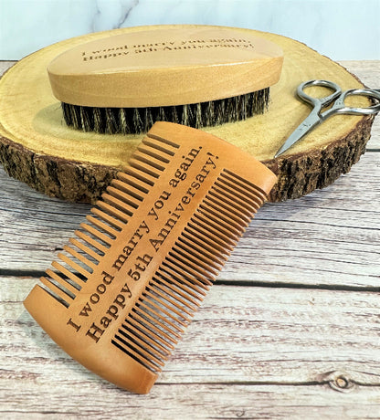 Personalized Wood Beard Comb Wooden Beard Brush Gift for Him Personalized Father Day Gift Barber Beard Kit Custom Boyfriend Valentines Day Gift Husband