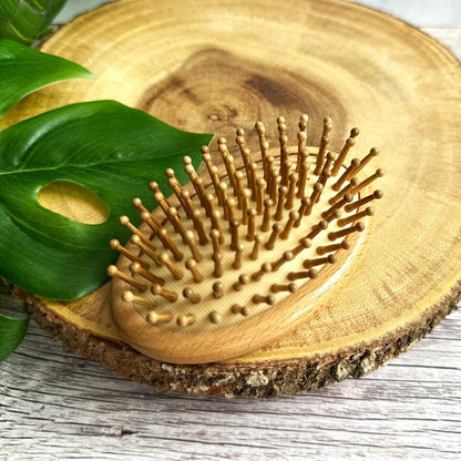 Personalized Wooden Travel Hairbrush Hand Sized Earth Friendly Sustainable Brush Gift for Women Hairbrush Zero Waste Organic Wood Hairbrush