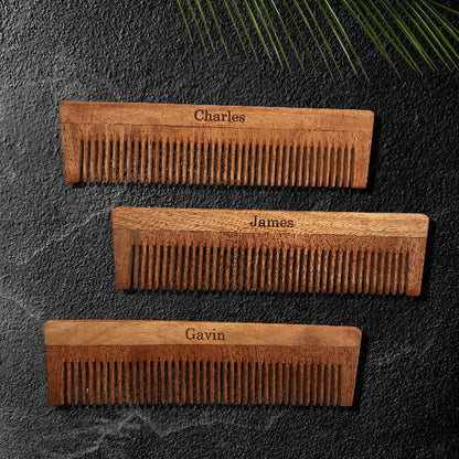 Personalized Wooden comb for Men Hair Comb Personalized Beard neem Comb Custom for Him