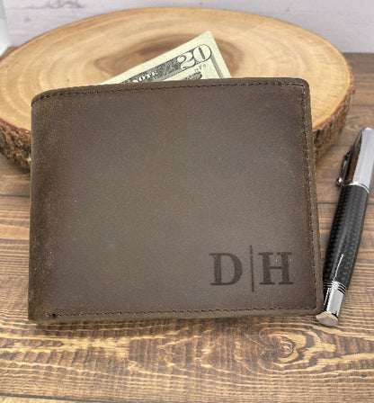 Personalized wallet Men Brown Leather Bifold Wallet Gift for Him Boyfriend Gift Husband wallet Gift Custom Wallet Father day Gift Monogram
