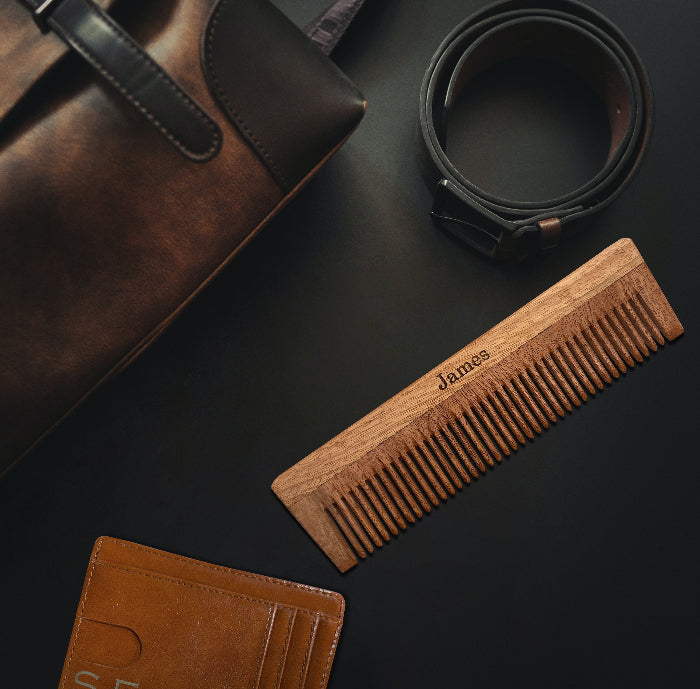 Wooden comb for Men Hair Comb Personalized Beard neem Comb Custom for Him Portable Comb Groomsmen Gift Engraved Comb Father Gift Husband