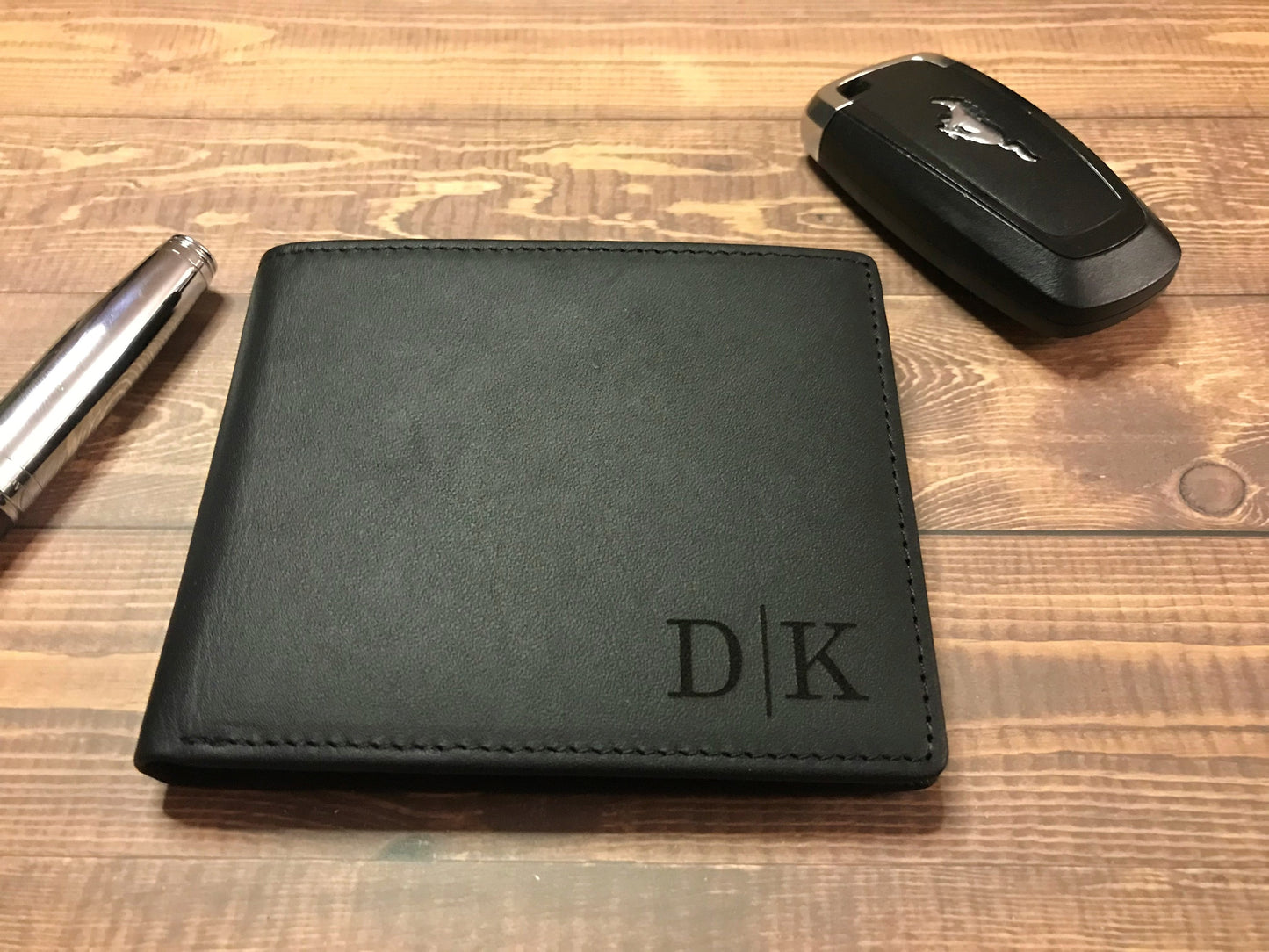 Personalized Black Bifold Leather Wallet For Men Wallet Black Gift for Him Boyfriend Gift Anniversary Husband Engraved Wallet ID Monogram Wallet Brown