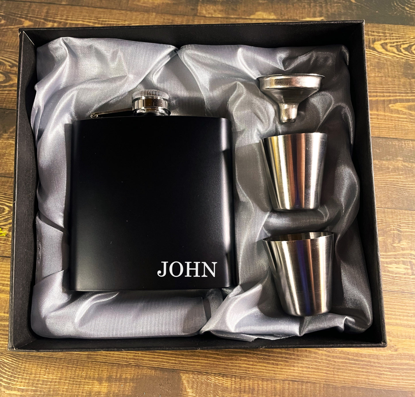 Personalized Anniversary Flask Set with Box
