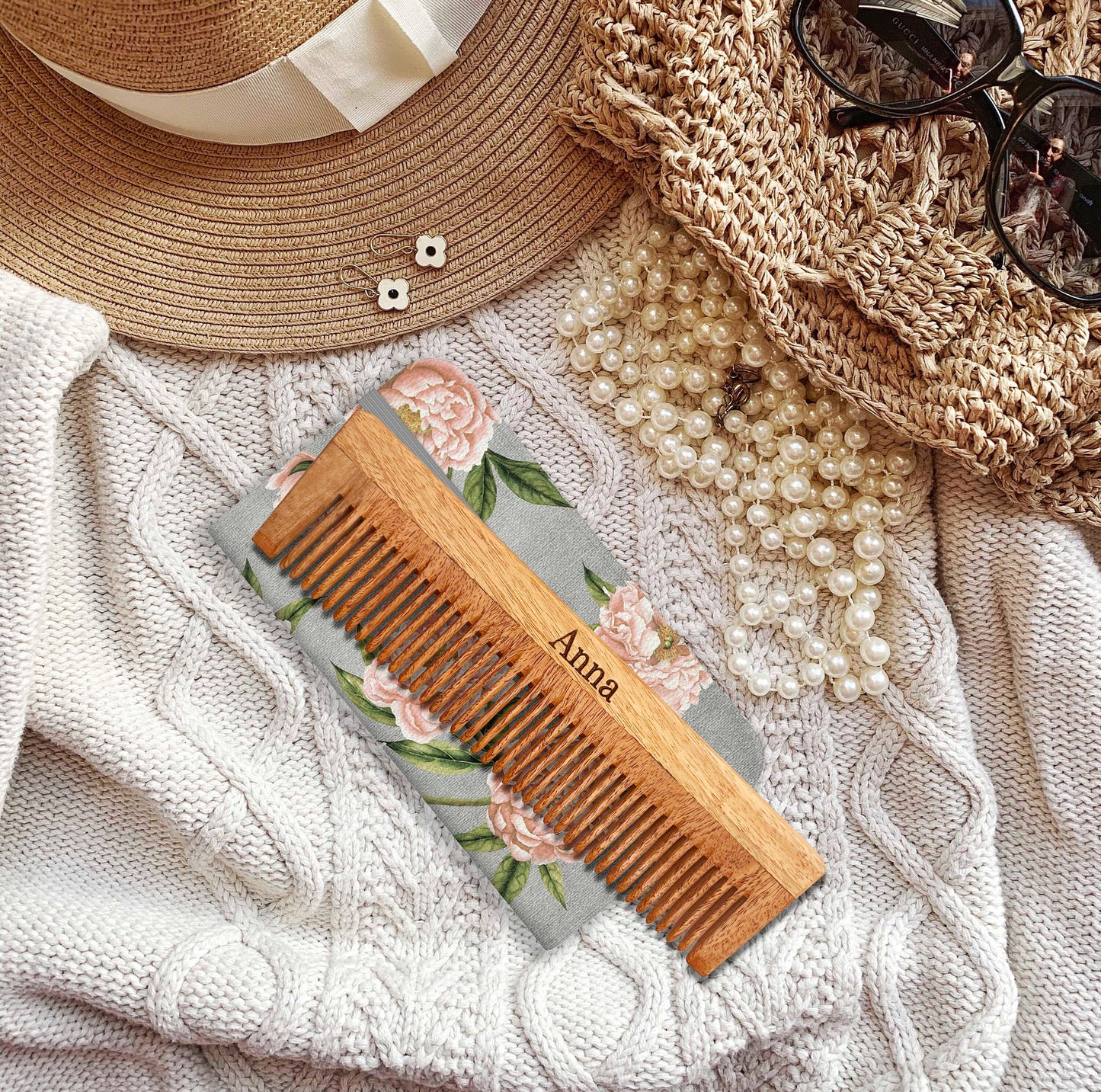 Personalized Husband Neem Hair Comb Christmas Gift