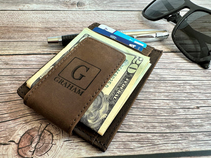 Personalized Slim Leather Wallet Fathers Day Gift