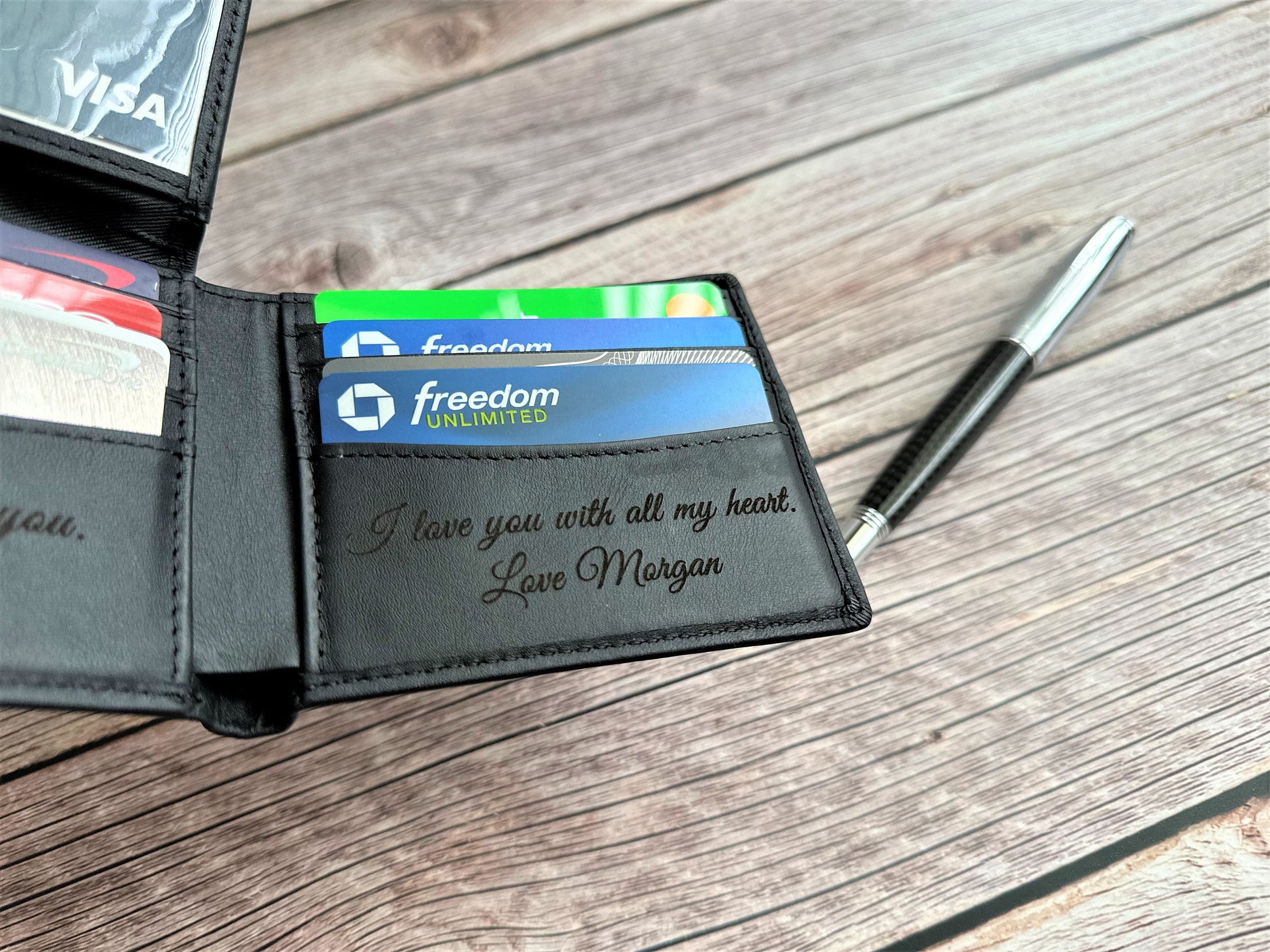 Personalized wallet Men black Leather Bifold Wallet Gift for Him Boyfriend Gift Husband wallet Gift Custom Wallet Father day Gift Monogram