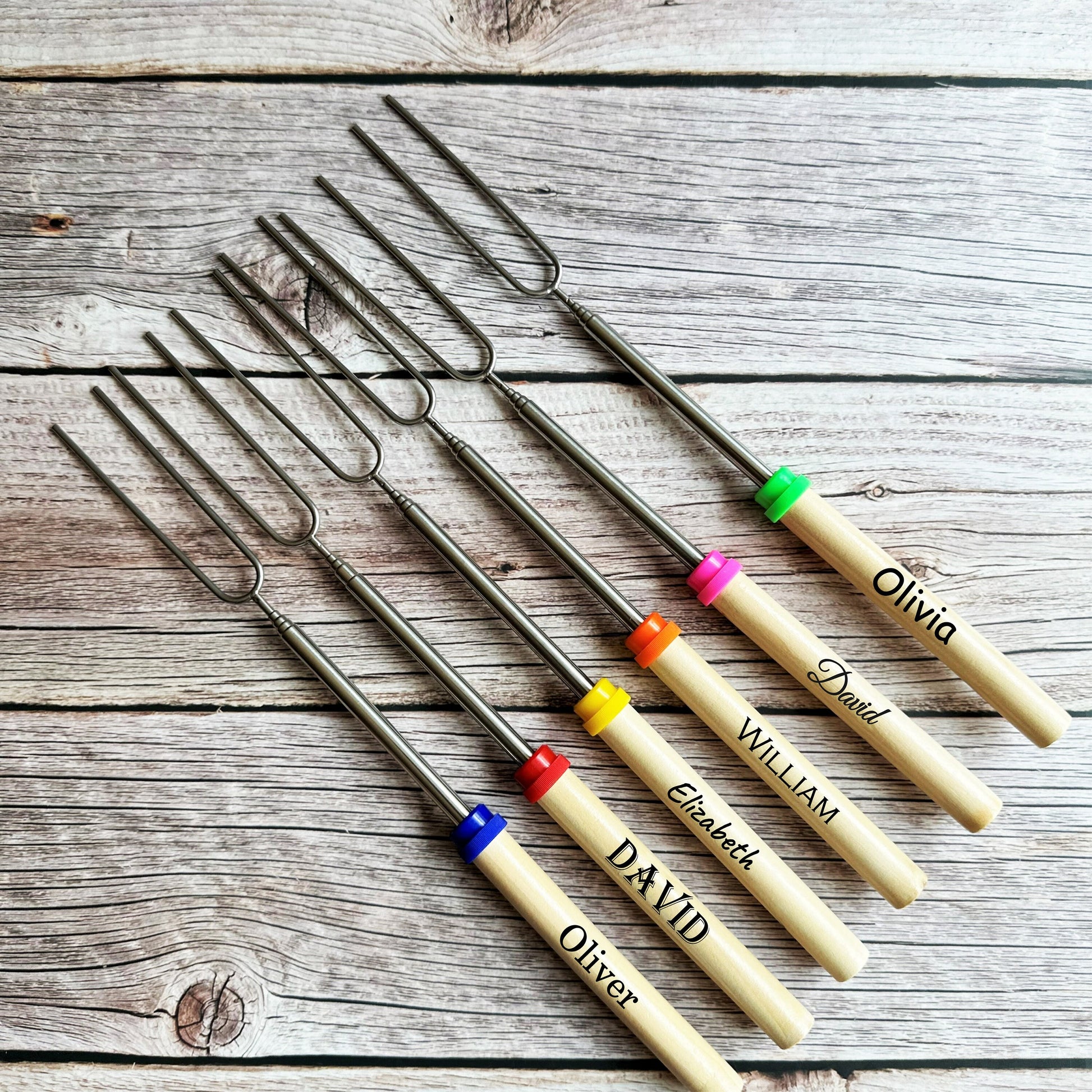Marshmallow Roasting Sticks Personalized Wooden Handle Telescoping For Camping Tool personalized hot dog Smores Roasting Stick Campfire Gift